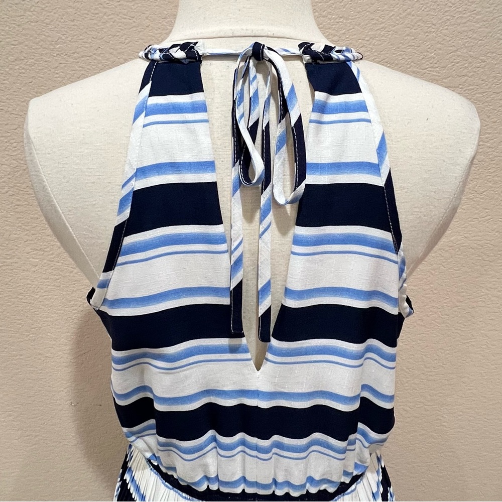 Arloh Blue Striped Halter Maxi Dress Size Small - Picture 6 of 12